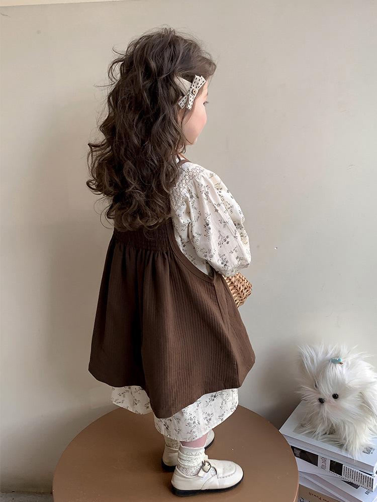 Frühling & Herbst 2025 Mädchen Blumen-Prinzessinnenkleid-Set