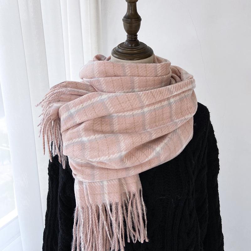 Luxury Plaid Designer Winter Women Scarf Thick Warm Tassels Shawls Pashmina Neckerchief Cashmere Lady Outdoor
