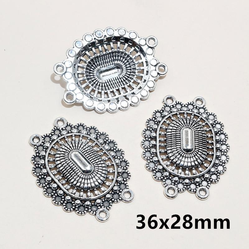 10pcs Antique Silver Plated Bohemian Vintage Flower Connector Charm Pendant DIY Necklace Bracelet Jewelry Making Accessories