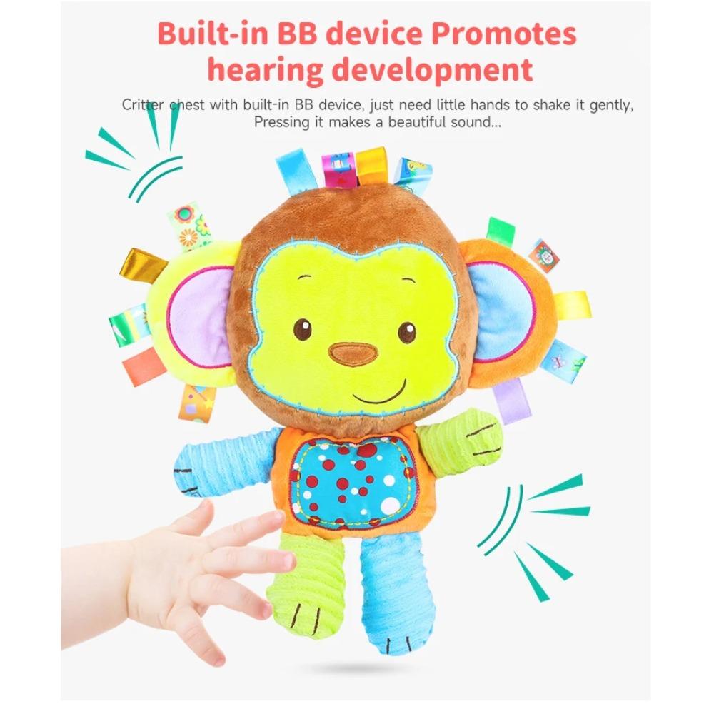 Baby Fill In Soft Plush Toy Cartoon Animal Elephant Monkey Plush Bell Rattles Toy Children Placation Toy Sleeping Companion Toys