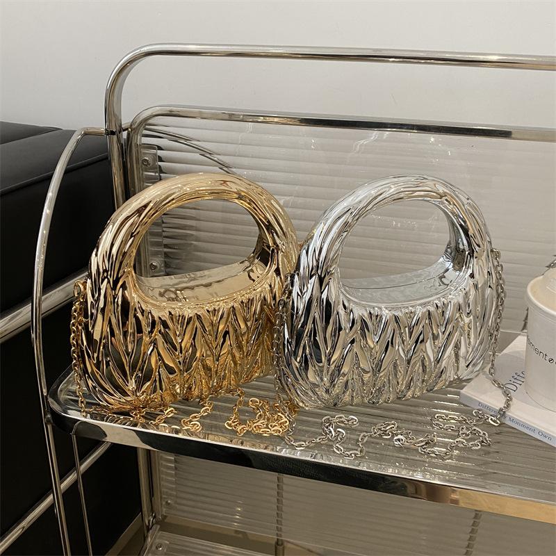 Bags Acrylic bag 2025 new European and American fashion diamond shoulder bag women's hand carry messenger chain dumpling bag