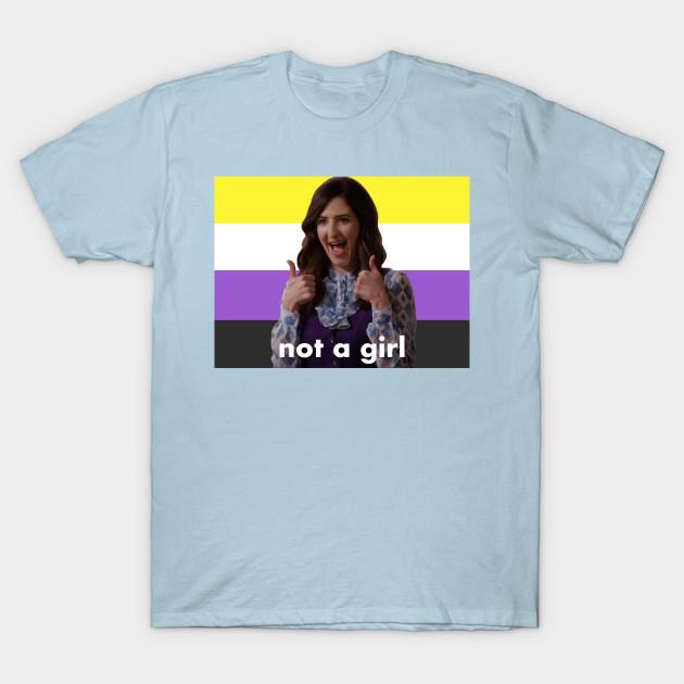 

Men Black Print T-shirt Nonbinary Janet “Not A Girl” (The Good Place) No-Cut Transfer Paper Print Cotton Tshirt 4XL світло-синій колір