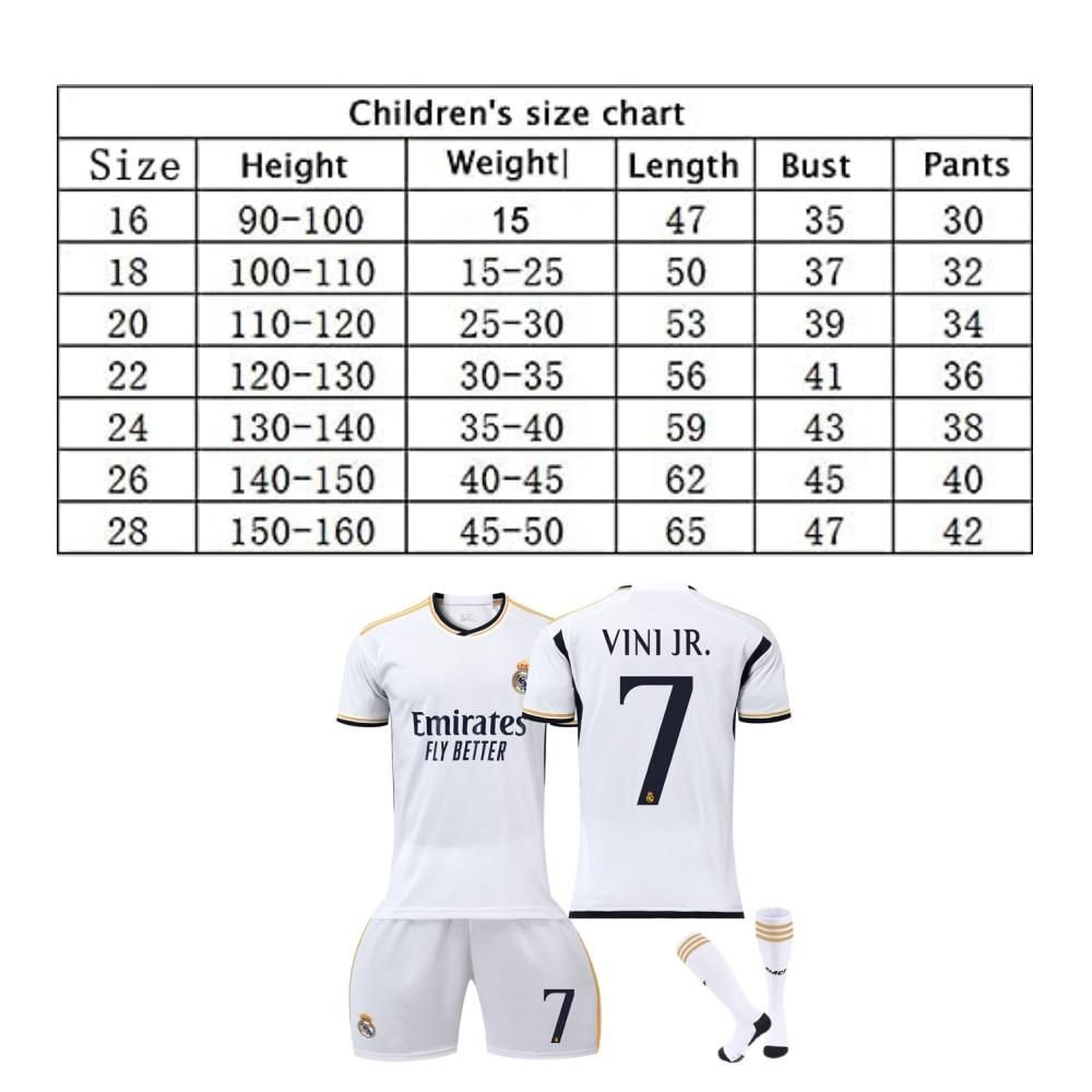 Real Madrid Vinicius Kids Soccer Jersey White Youth Sports Equipment