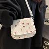 Simple Shoulder Bag 2025 New Niche Sweet Cherry Print Small Square Bag Fashionable Casual Large Capacity Armpit Bag