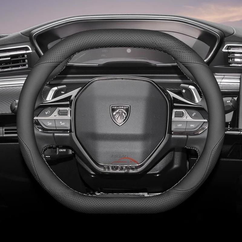 35cm 38cm Leather Car Steering Wheel Cover for Peugeot 5008 408 308 Rifter e-Expert Expert e-Traveller Landtrek Accessories