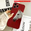 2DFlat White Horse Against Vibrant Red Background All Inclusive Film Hard Phone Case, Compatible with iPhone 18 Pro Max 17 16 15 14 13 12 11