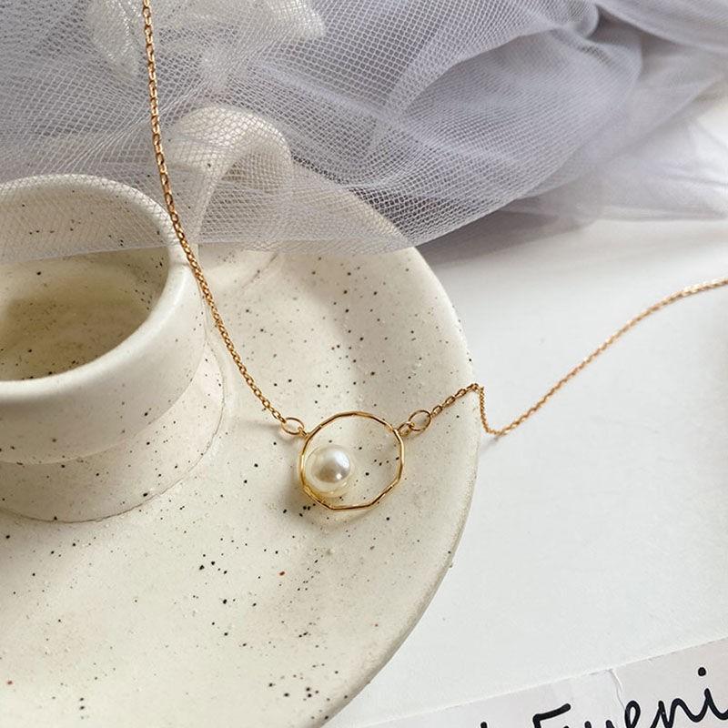 Geometric Pearl Necklace 2025 New Trendy Cold Wind Internet Celebrity Temperament Simple Collarbone Chain