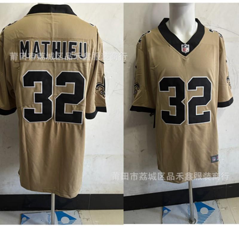Mens Retro Yellow Football Jersey NFL Saints Kamara 41 32 12 7 Cotton Blend Sportswear Training Game Wear