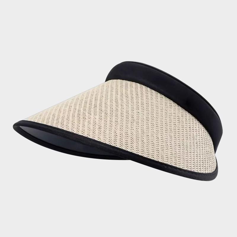 

Summer Uv Protection Straw Hat For Women Wide Brim Empty Top Foldable Sunscreen Bucket Cap Outdoor Travel Beach Visor Hats Adjustable