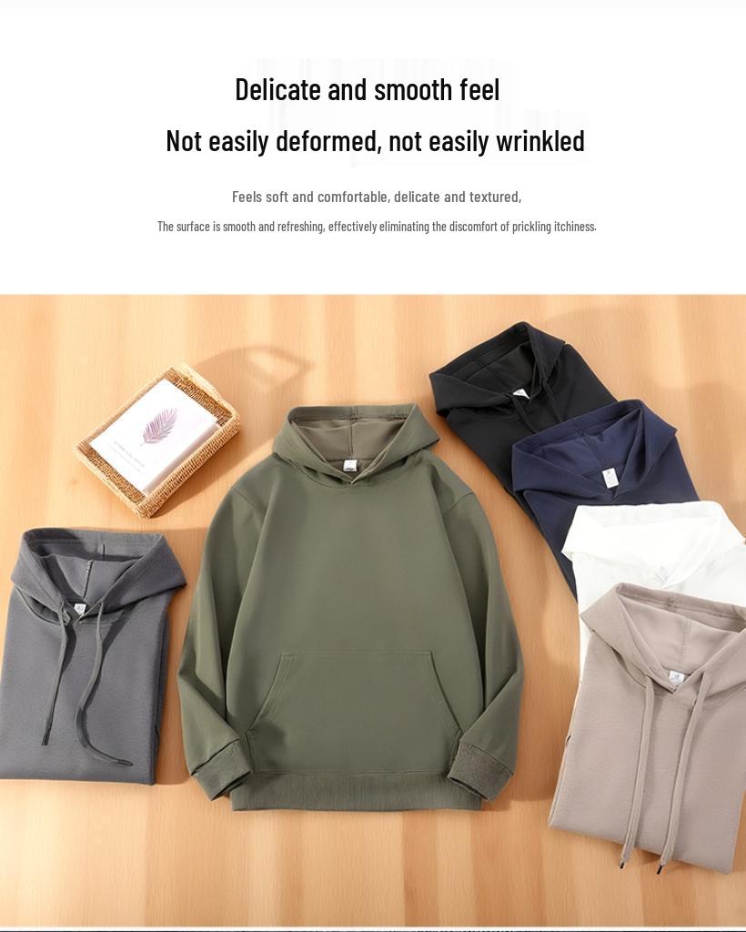 320g Unisex Cotton Hoodie - Versatile Solid Color Casual Sweatshirt with Hood, Available in Multiple Sizes