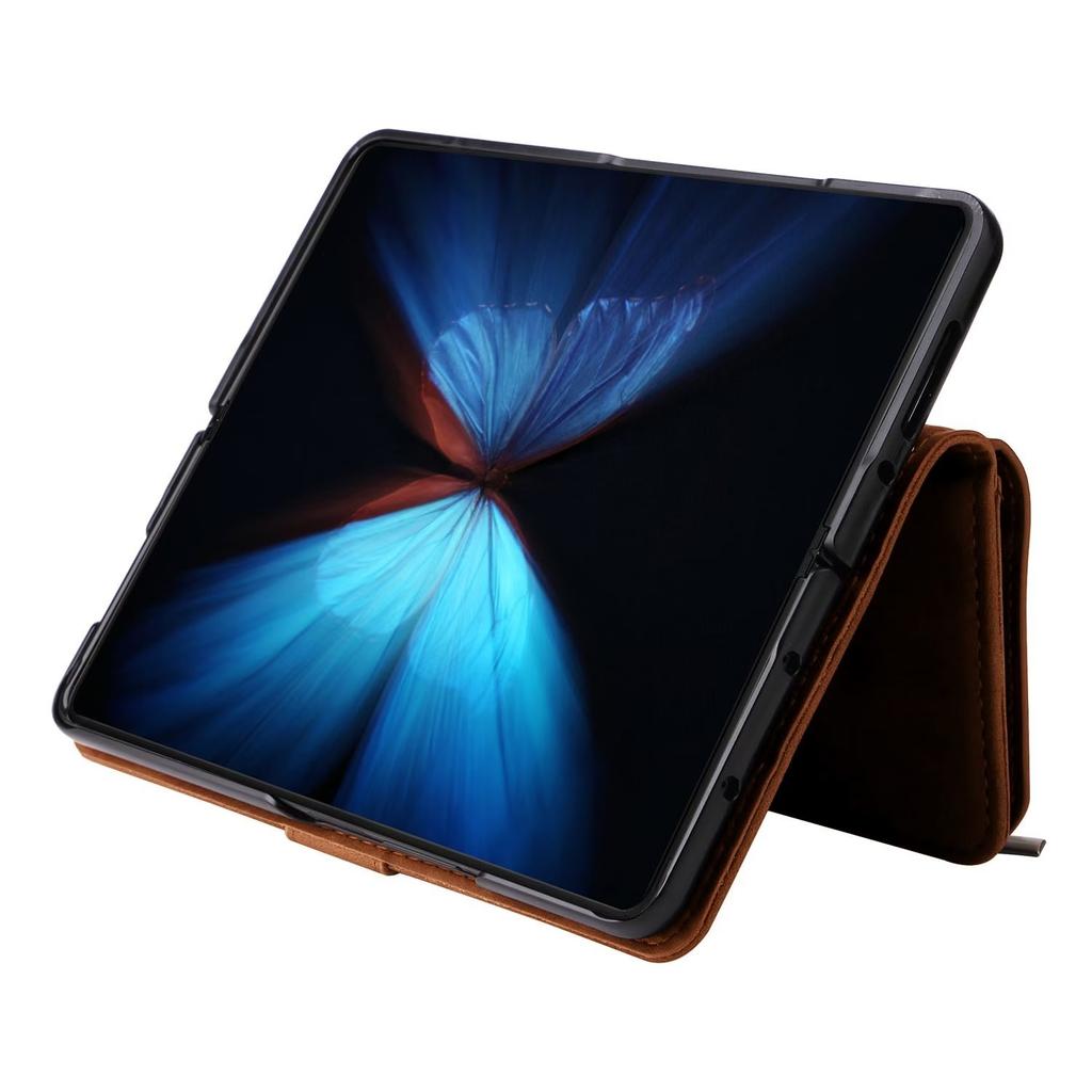 For Samsung Z Fold 4 mobile phone leather case retro matte insert card zipper wallet folding mobile phone case