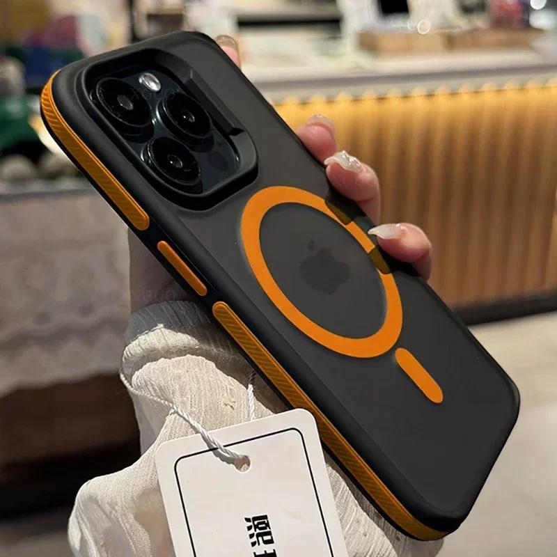Luxury Bicolor Matte Magnetic Translucent Case For iPhone 16 15 14 13 12 11 Pro Max 16 Plus Magsafe Wireless Charge Bumper Cover