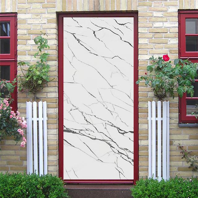 Bílé mramorové samolepky na dveře Západ slunce Jednoduché abstraktní linie bambusová lednička Tapeta do obývacího pokoje Domácí dekorace Ložnice Art Decals