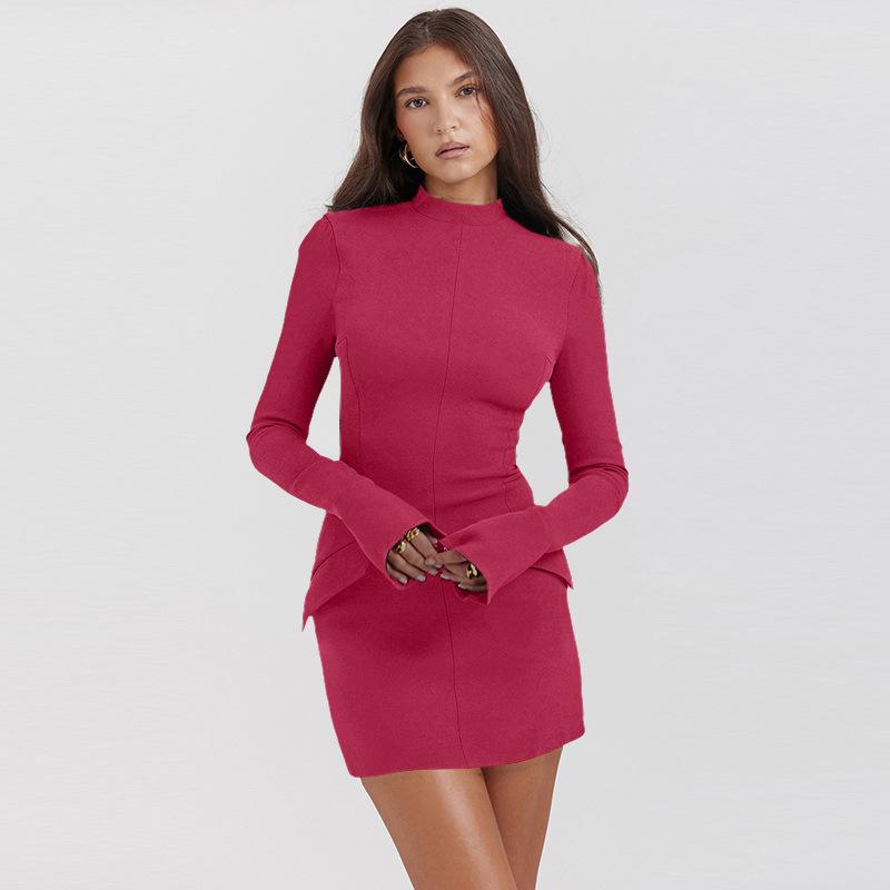 

Осенняя Мода Сексуальные Обтягивающие Платья Элегантный Темперамент Приталенные Платья с Длинным Рукавом для Женщин XXL