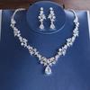 Wedding Necklace and Earrings Set Flower Bridal Accessories Bride Necklace Sparkling Zirconia Crystal Birthday Christmas Gift [misakinoya] (Earrings +