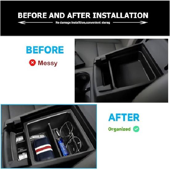 For -2024 Chevy Colorado Car Center Armrest Storage Box Organizer Tray Black