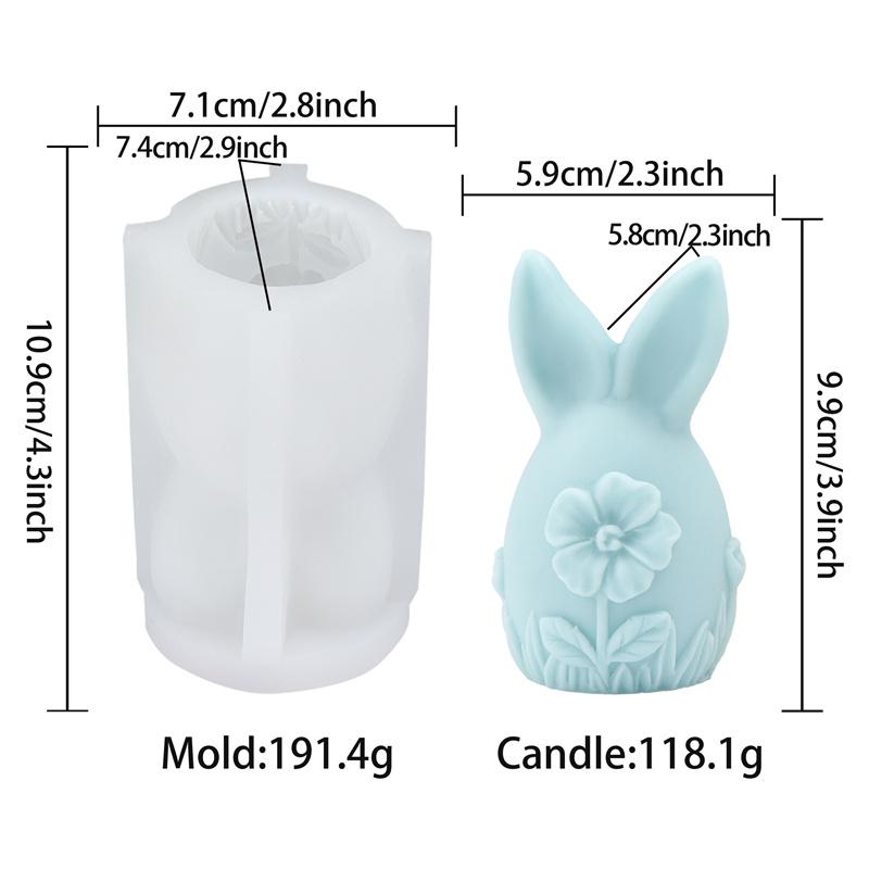 

Cute 3D Easter Rabbit Egg Shape Candle Mold DIY Floral Embossed Animal Plaster Decor Tool Festivals Crafts Easter Theme