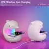 Wireless Charging Night Light Cute Dolphin Mood Colorful Ambient Lighting Bluetooth Speaker Bedroom Bedside Table Lamp