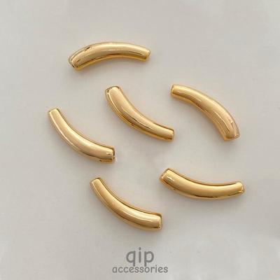 18k Gold Curved Tube Spacer for DIY Bracelet & Necklace Jewelry Making