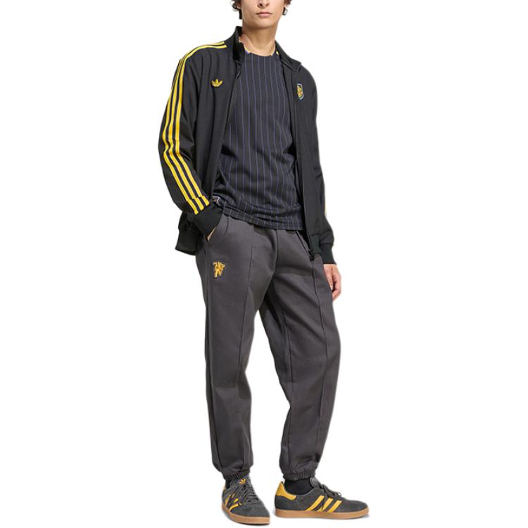 adidas Originals Manchester United Football Breathable Durable Slim Fit Striped Long Sleeve Jacket Men Jacket KC2810
