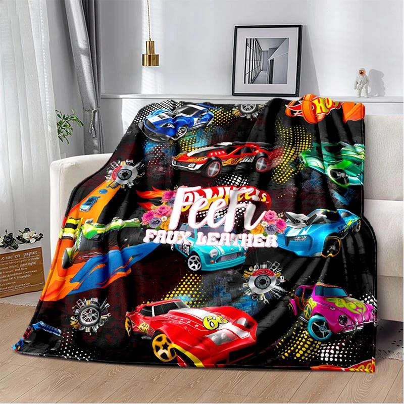 

2025 New new H-Hot Wheels Racing Car Cartoon Flannel Blanket,Soft Throw Blanket for Home Bedroom Bed Sofa Travel Cover Kid Gift 75x90cm