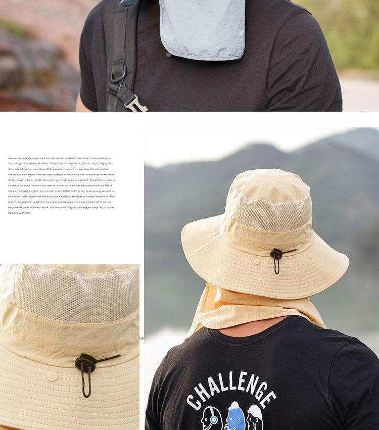 Men's Summer Fishing Bucket Hat with UV Protection and Face Covering for Outdoor Hiking
