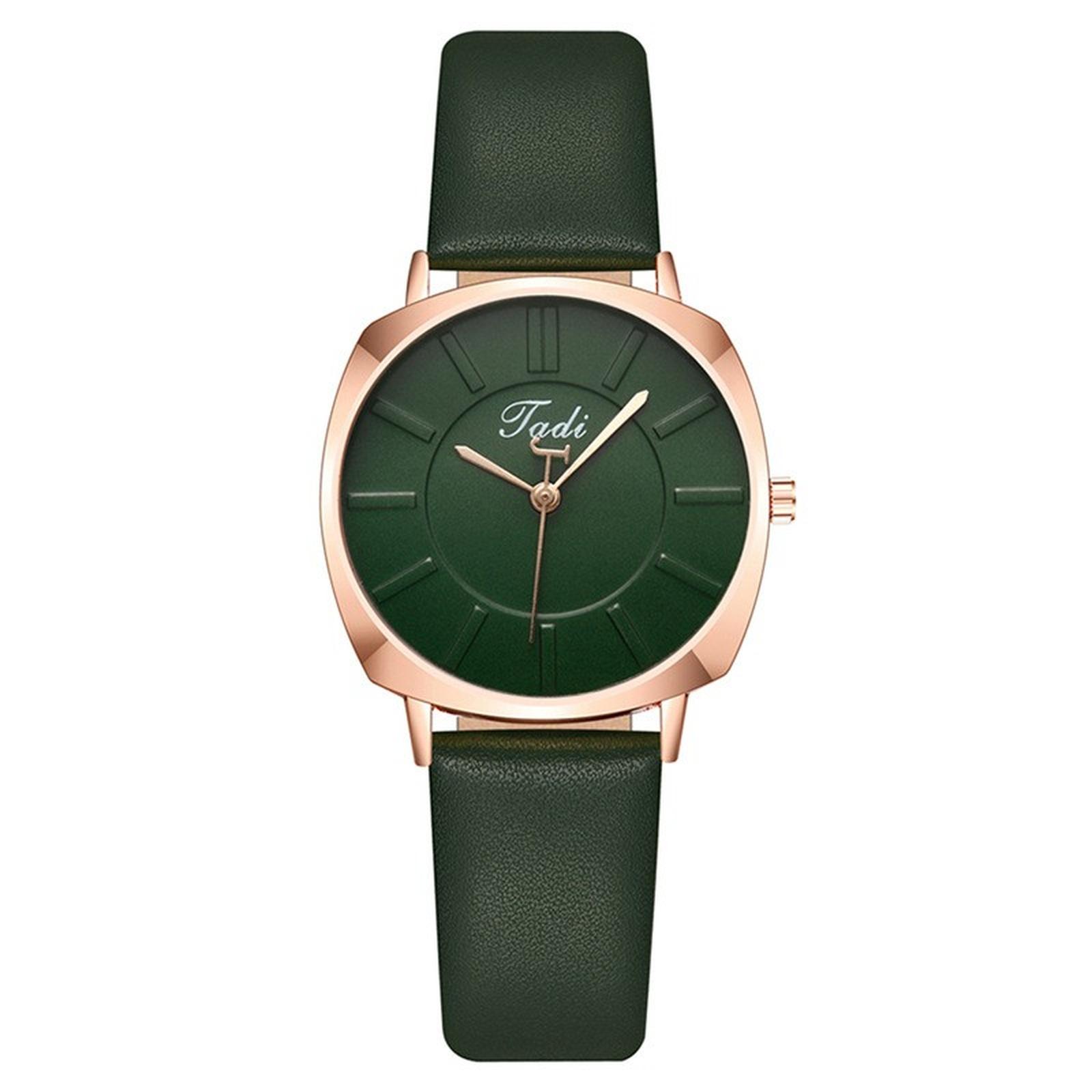 

Женские модные кожаные часы One Size зелёный