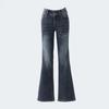 American Retro Low-Waist Double-Button Bell Bottom Jeans - Slimming Elastic Denim Pants for Women
