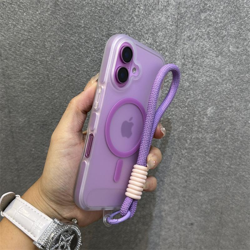 Bonbon-Farbkontrast für Armband-Hülle für Für Iphone 16 14 1 Pro Max Plus 13 12 Lanyard Mattierte Harte Stoßfeste Abdeckung