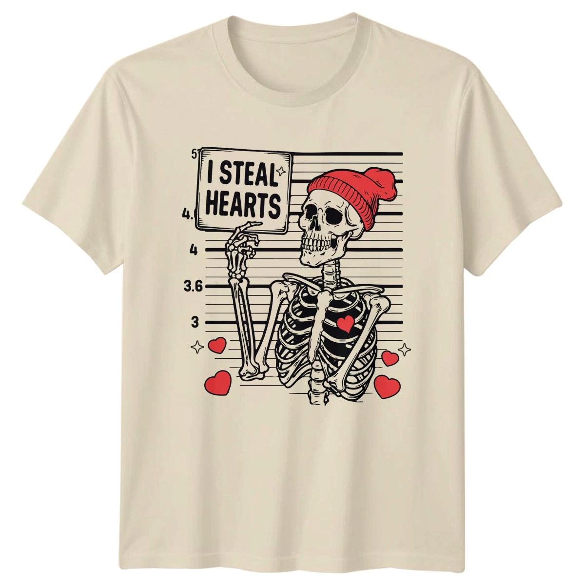 I Steal Hearts Skeleton Love Humor Mens Womens Mugshot Graphic Tee M