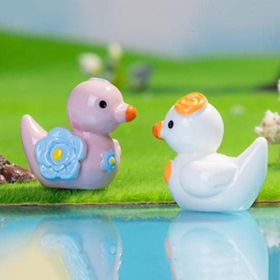 12Pcs Mini Resin Floral Ducks Colorful Miniature Duck Figurines Cute Mini Animal Collectibles for Fairy Garden Decor DIY Crafts Fish Tank Decoration