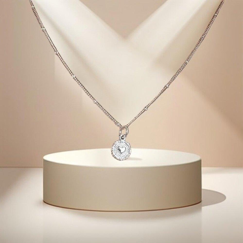 Women's Silver 925 Mini Round Heart Pendant Necklace