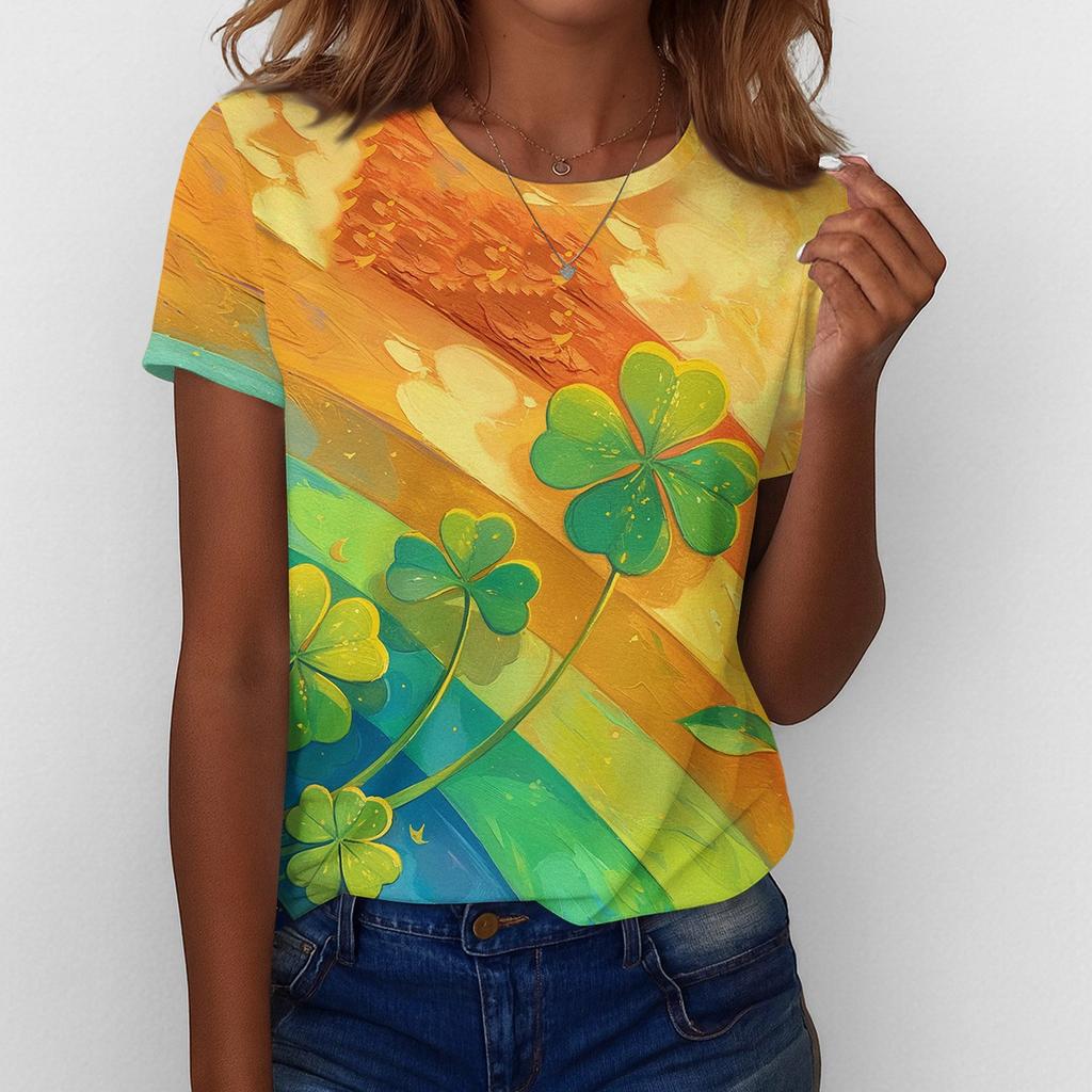 Women's T Shirt Tee Print Short Sleeve Daily Weekend Fashion Basic Regular Top  St. Patrick's Day