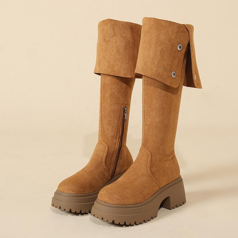 Thick-soled over-the-knee boots women's 2025 autumn and winter new thin suede boots women's long thin boots thick-legged high boots