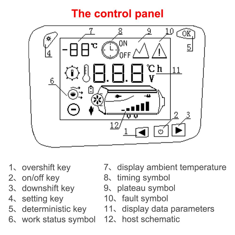 12V 5KW Diesels Air Heater LCD Monitor Switch+Control Board Motherboard+Remote Controller Similar for Eberspacher Webasto
