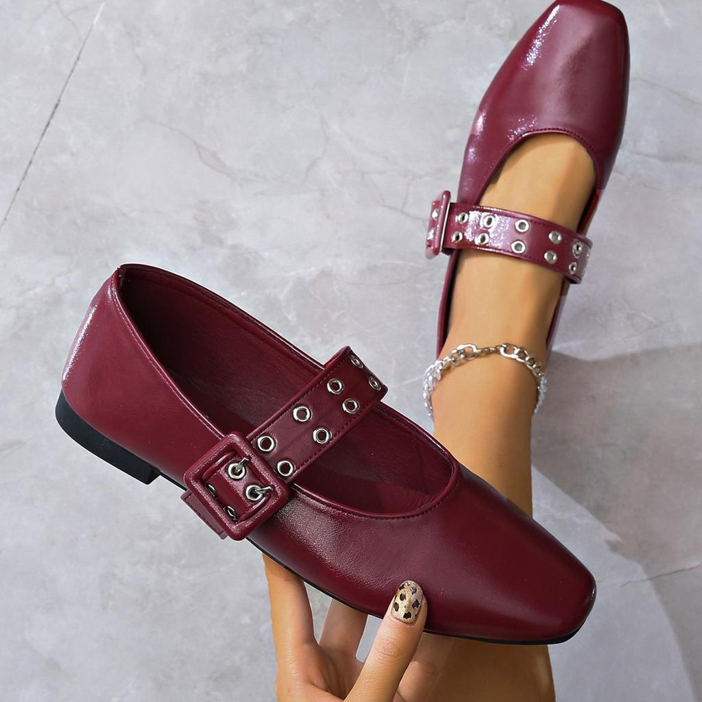 Large size French retro flat shoes women's new temperament Mary Jane retro versatile one-word shoes