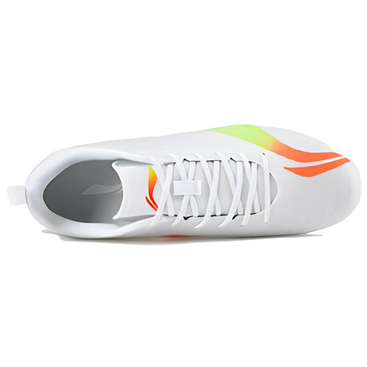Li Ning Fabric Cushioning Slip Resistant Abrasion Resistant Lightweight Soccer Shoes Men's White ASFS003-1