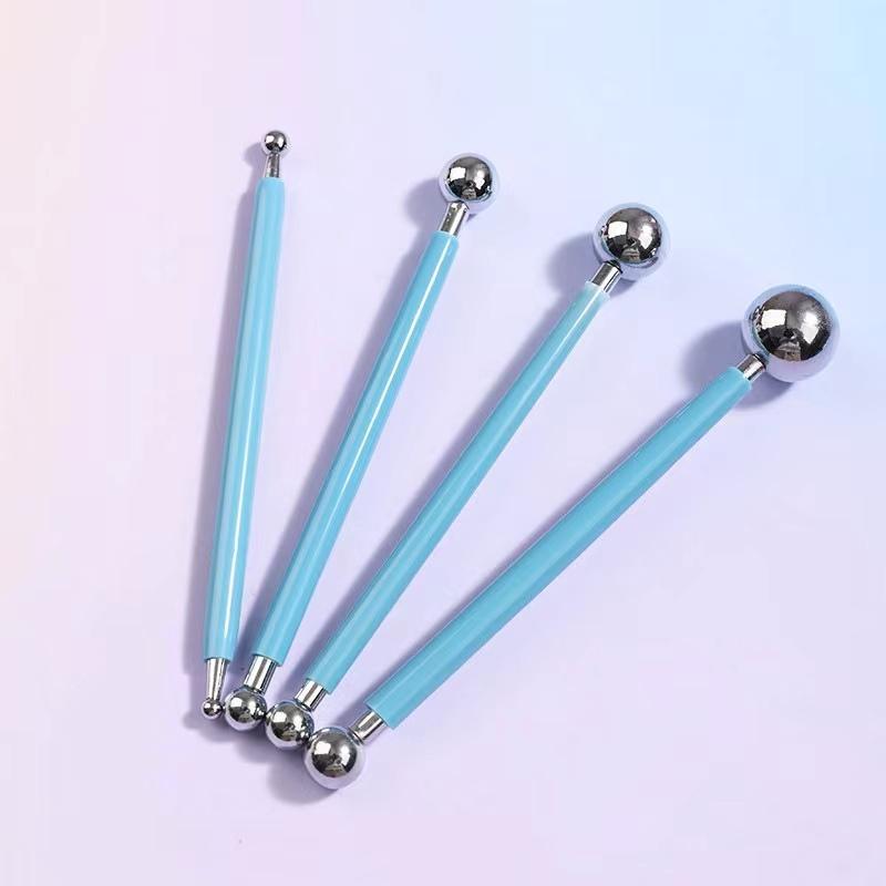 

4 шт. Инструменты для моделирования скульптур, инструменты для лепки из глины, набор для лепки и моделирования из керамики, двухсторонний металлический шар, инструмент для украшения торта синий