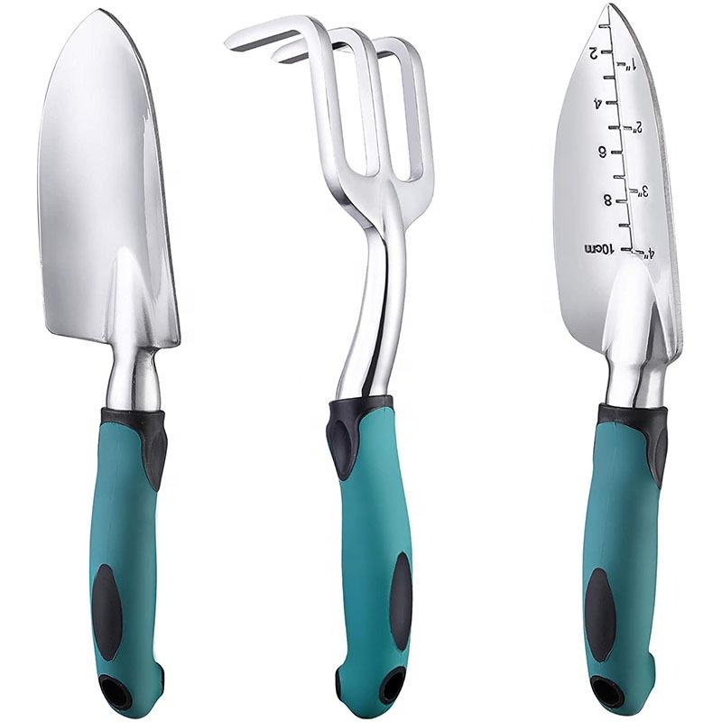 3 Pieces Set Good Quality Heavy Duty Aluminum Garden Hand Tools Set for Transplanter and Cultivator Green 3 pieces set