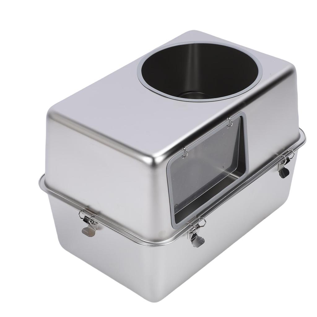 Enclosed Metal Cat Litter Box with Lid Scoop Prevent Splashing Stainless Steel Top Entry Cat Toilet For Multiple Cats