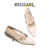 BEIJIANI 5168-11 Lackleder Blockabsatz Einriemen Damen Schuhe - Bequemer Mittelhoher Absatz