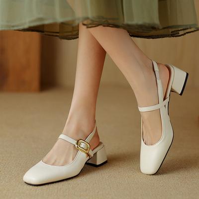Summer Women's Bag Head Rear Empty Sandals Casual Women's High-heeled Sandals Beef Tendon Soft Sole Square Head New Large Size Shoes