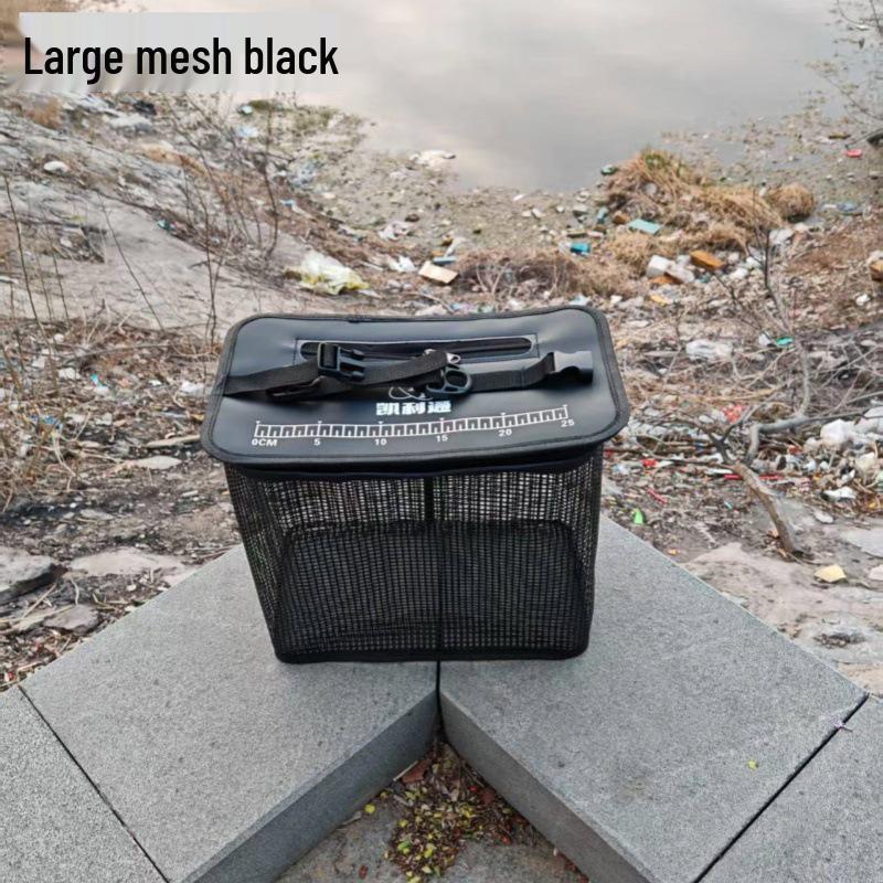 Portable Foldable Floating Fish Protection Bucket - Outdoor Sea Fishing Gear Basket and Net Bag