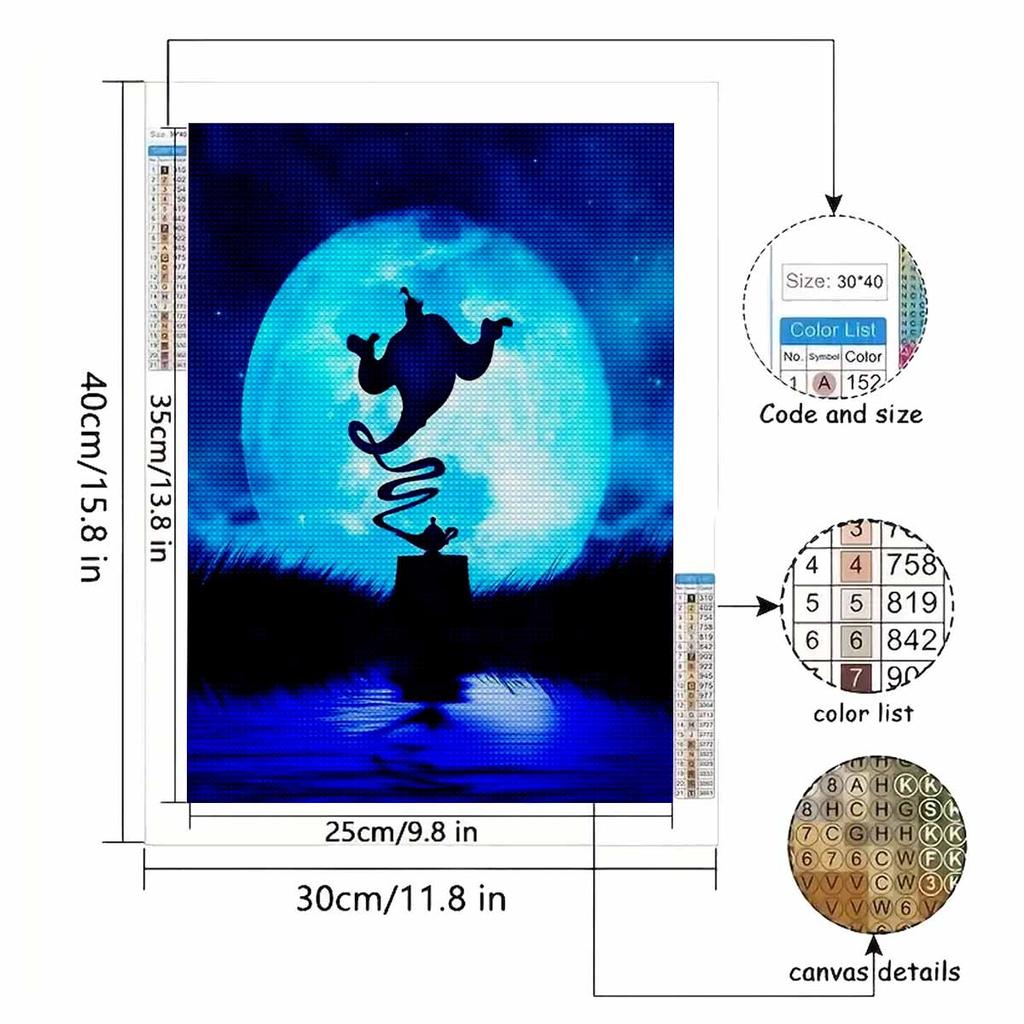 Full Round Diamond Painting Aladdin's Magic Lamp Art Rhinestone Picture Mosaic DIY 5D Cross Stitch Embroidery Home Decoration