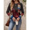 Autumn Women's T-Shirt Casual Long Sleeve Stripe Pattern Print Street O Neck Female Oversized Clothing Outdoor Vintage T Shirts