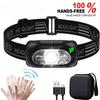 USB Rechargeable Mini Strong Light LED Sensor Headlamp Outdoor Waterproof Work Head Torch Camping Fishing Search Headlight