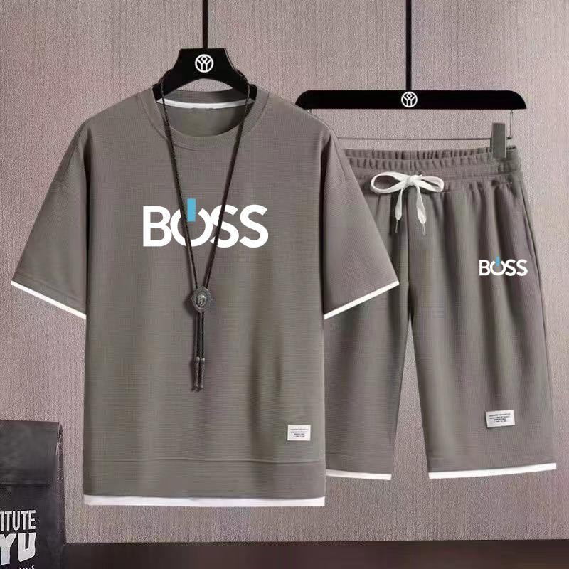 

XH-6002-02 2025 Мужские летние шорты с коротким рукавом из вафельной ткани нового стиля с принтом 3XL