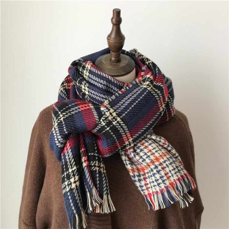 New Korean Atmosphere Plaid Scarf Female Autumn and Winter Students Thickened Warm Versatile Scarf Shawl Tide