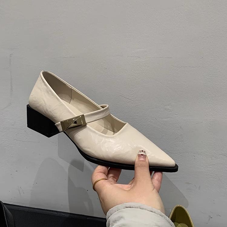 Summer New Style Square Heel Pointed Toe Shoes Women's High Heels Solid Color Sexy Fashionable Comfortable High Heels