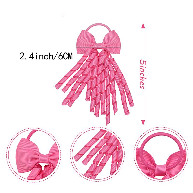 Grosgrain Ribbon Long Hair Ties Bows For Baby Girls Curly Hair Bows Elastic Colorful Kids Hair Band 2Pcs/Lot Whole